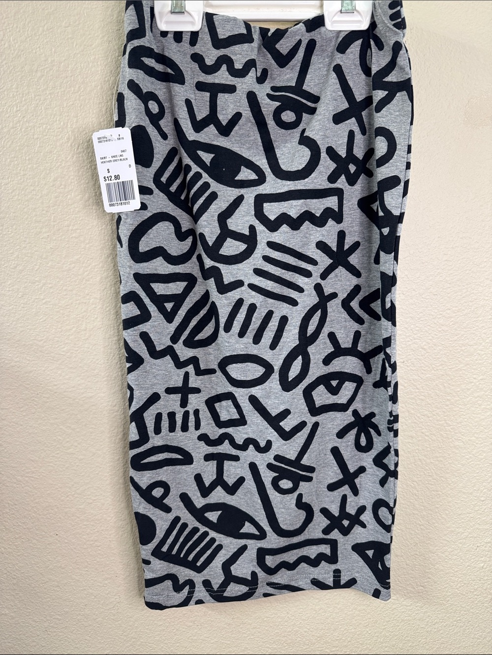 Forever 21 Gray Pencil Skirt with Black Abstract Print